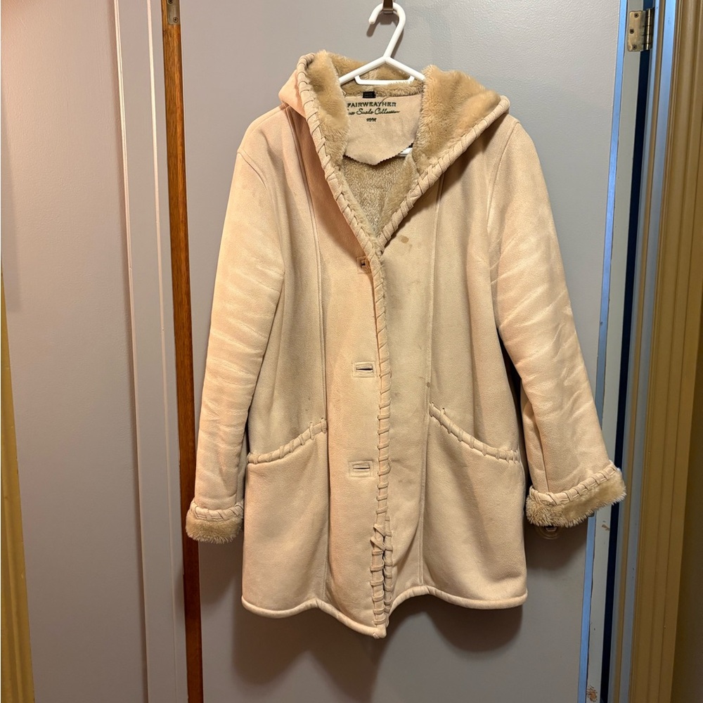Warm Cream Teddy Jacket with Hood